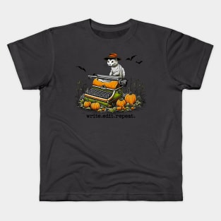 write edit repeat Halloween Cat Kids T-Shirt